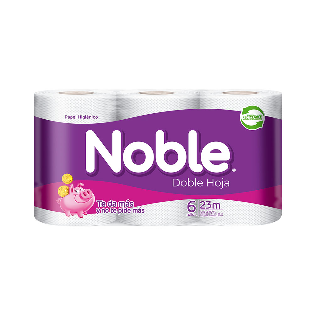 Papel Higienico Doble Hoja Noble 6Rollosx23m