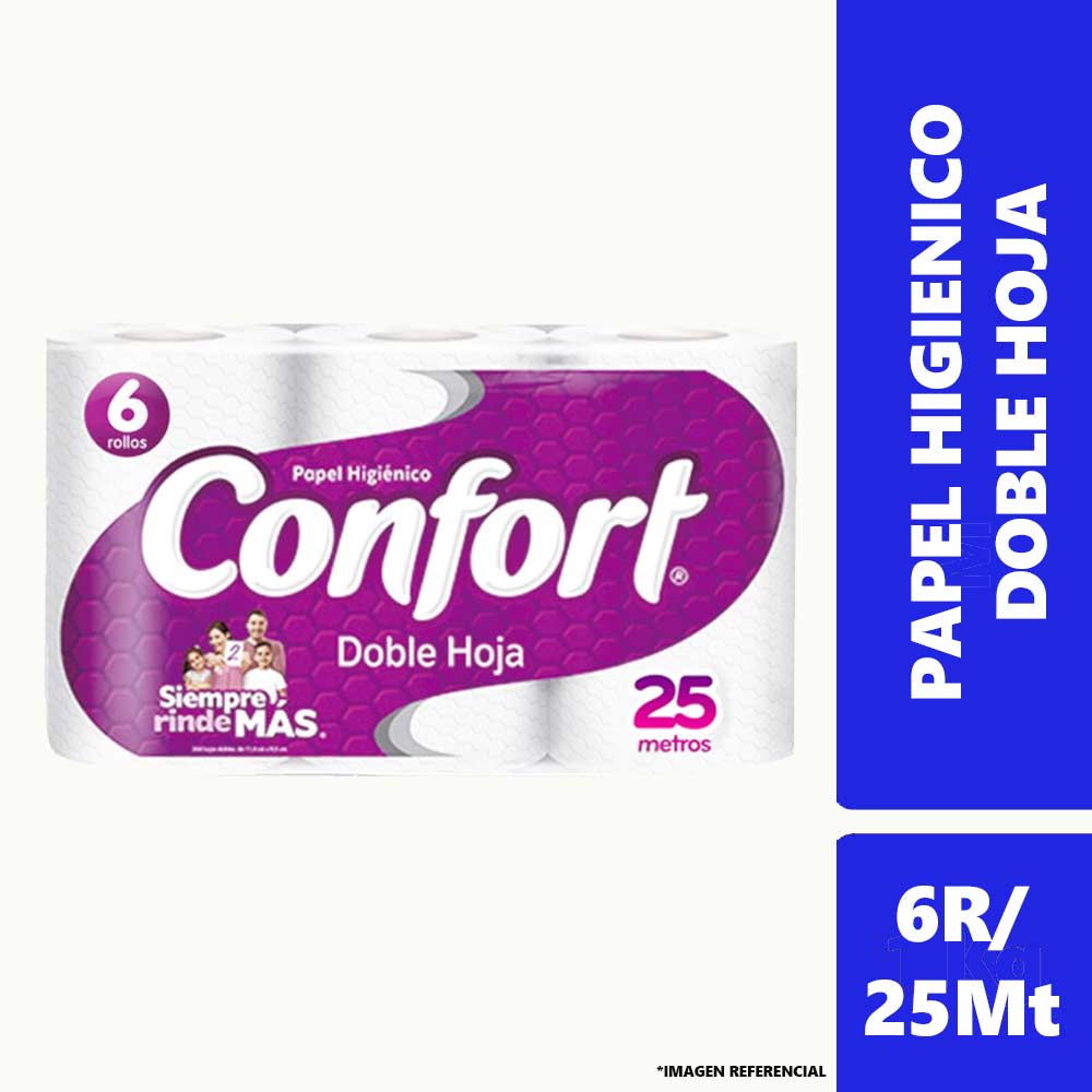 Papel Higienico Doble Hoja Confort 6Rollox25m