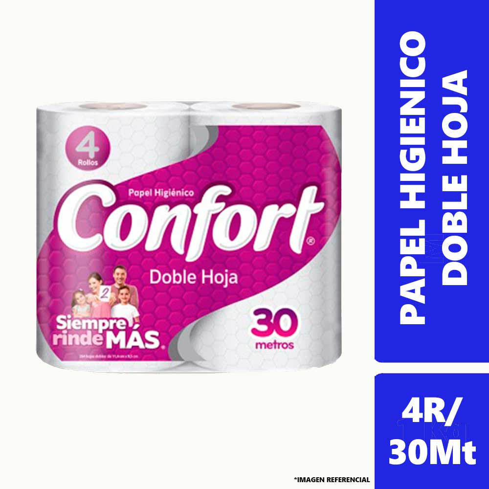Papel Higienico Doble Hoja Confort 4rollosx30m
