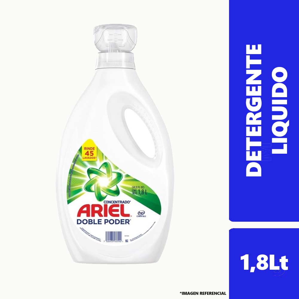 Ariel Detergente Líquido Concentrado Doble Poder 1.8 L